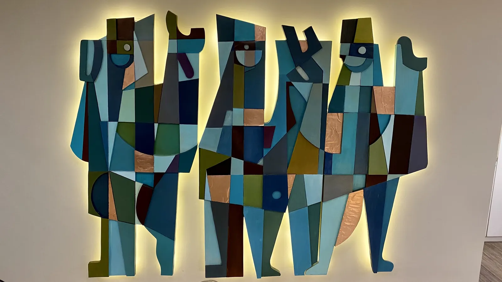 The commissioned, back-lit artwork in the clinic atrium