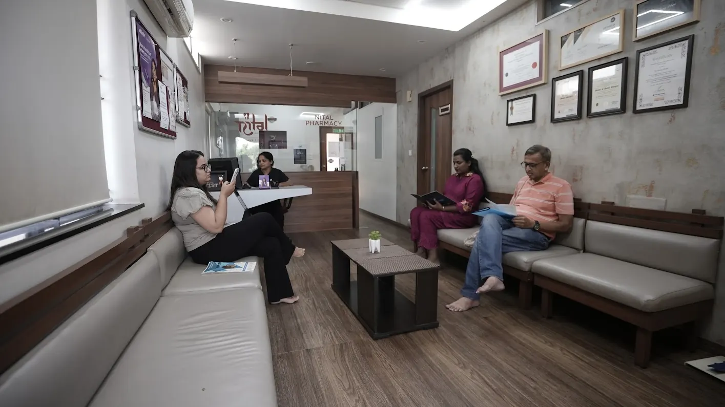 Patients waiting in the lounge at Nital Aesthetics
